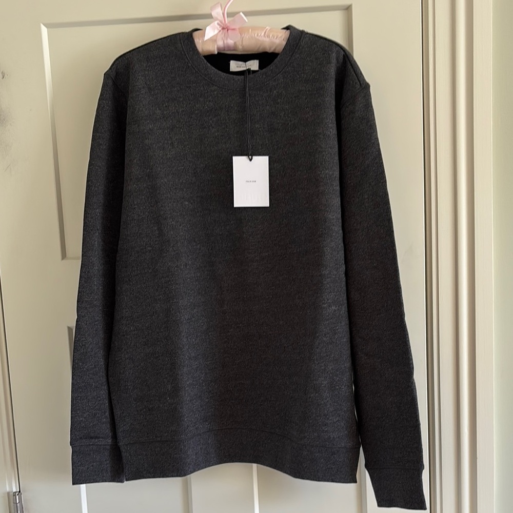 Men’s Charcoal Grey Crewneck Sweatshirt/Sweater with Ribbed Cuffs